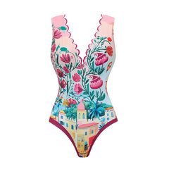 One Piece Swimsuit with Matching Skirt Resort Wear Set