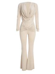 Draped Plunge Flared Jumpsuit