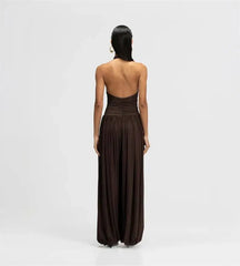 Ruched Halter Top and Palazzo Pants Set