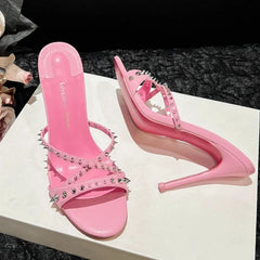 Studded Open Toe Stiletto Heel