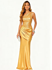 One Shoulder Sequin Maxi Dress