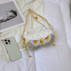 Quilted Chain Owl Shoulder Bag