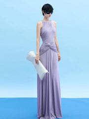 Draped Neck Maxi Dress on model with accessories