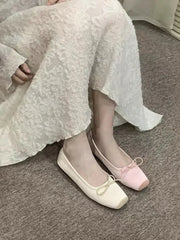 Floral Square Toe Flats