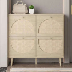 4 Drawers Storage Cabinet Rattan Shoe Rack