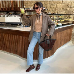 Women’s relaxed wool blazer with flowing tassels