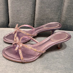Crystal Bow Embellished Kitten Heel