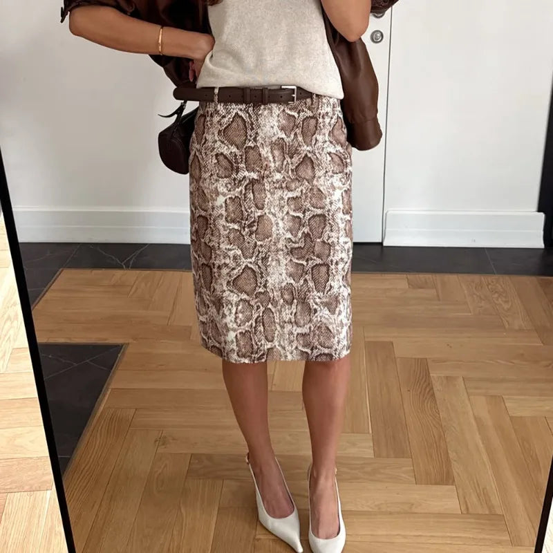 Snake print pencil skirt