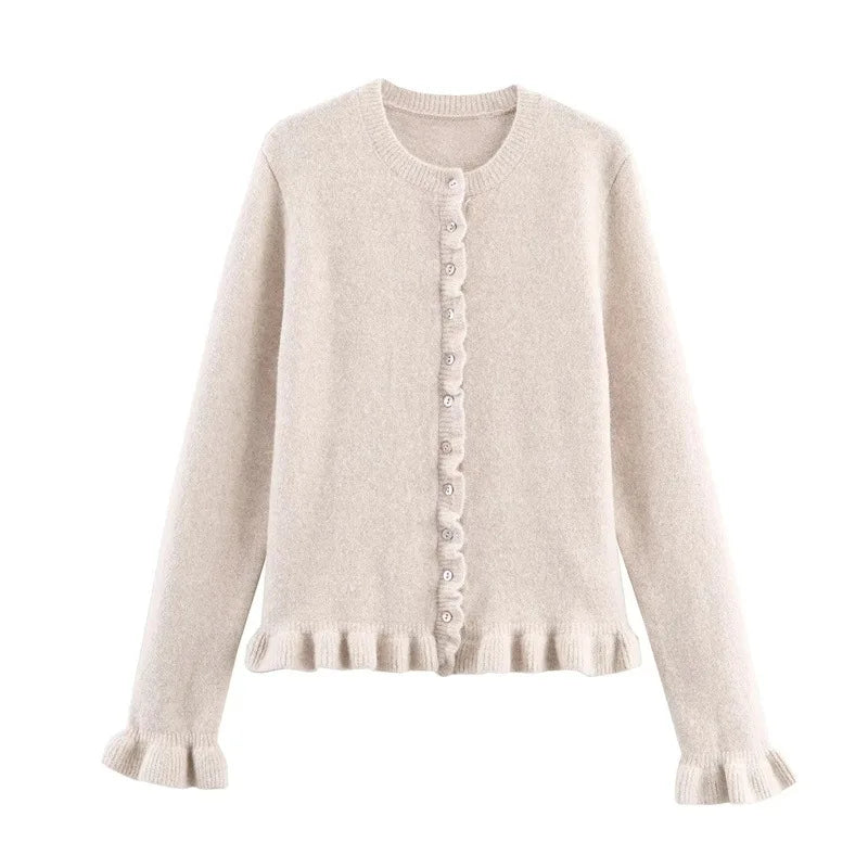 Beige cardigan on a white background