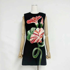 Floral Embroidered Sleeveless Mini Dress