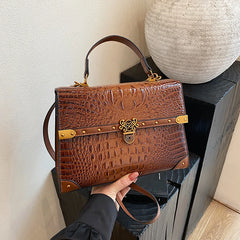 Crocodile Embossed Pu Leather Crossbody Bag