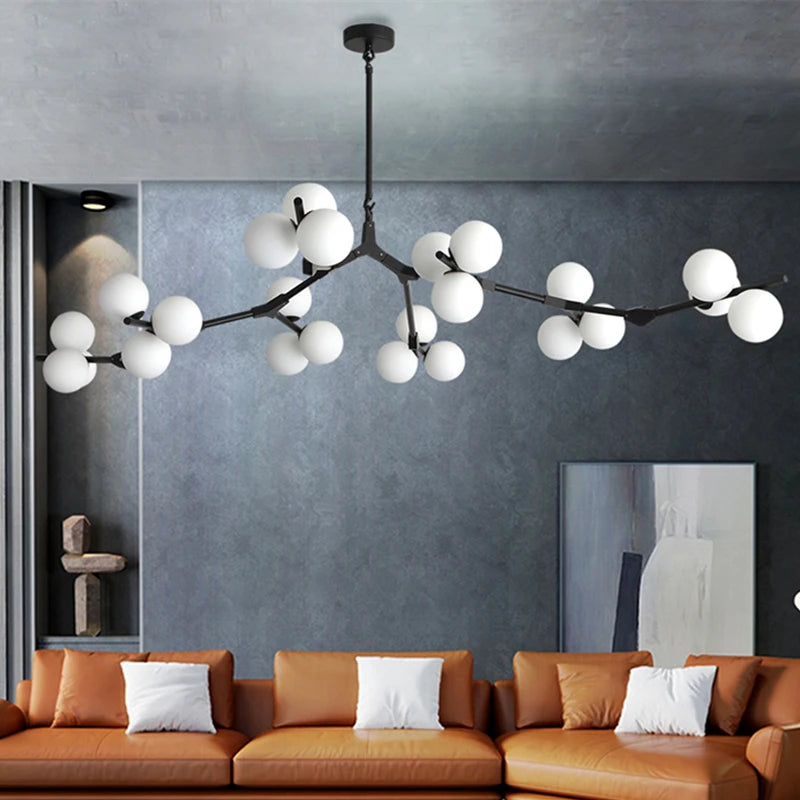 Nordic LED Ceiling Chandelier with 24 Glass Ball Pendant Lights