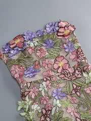 Strapless Sequin Embroidery Floral Sheath Maxi Dress