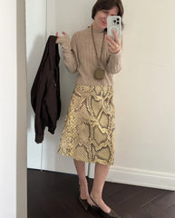 Snake Print Midi Pencil Skirt