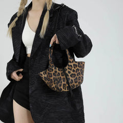 Faux Leather Short Handle Leopard Crossbody Bag