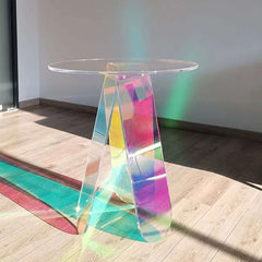 Acrylic Side Table Gradient Round/Oval Colorful Rainbow Clear Table