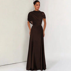 Draped Mock Neck Draped Maxi Dress