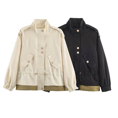 Drawstring Waist Epaulet Detail Jacket