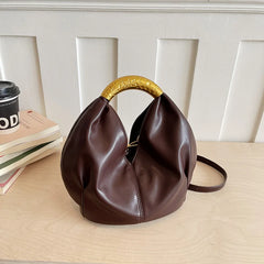 Metal Handle Soft PU Dumpling Shoulder Bag