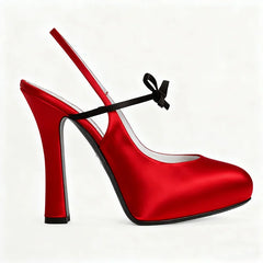 Butterfly Knot Satin Pleated Platform Pumps
