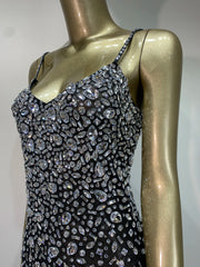 Rhinestone Mesh Embellished Spaghetti Strap Maxi Dress
