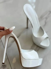 Platform Stiletto Open-Toe Mules