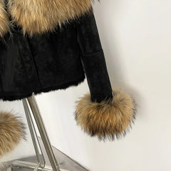 Suede Fur Trimmed Cropped Jacket
