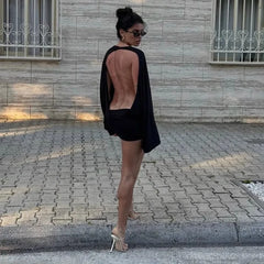 Hollow Open Back Long Sleeve Midi Dress
