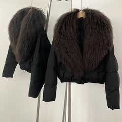 Cropped Fur Collar Puffer Jacket