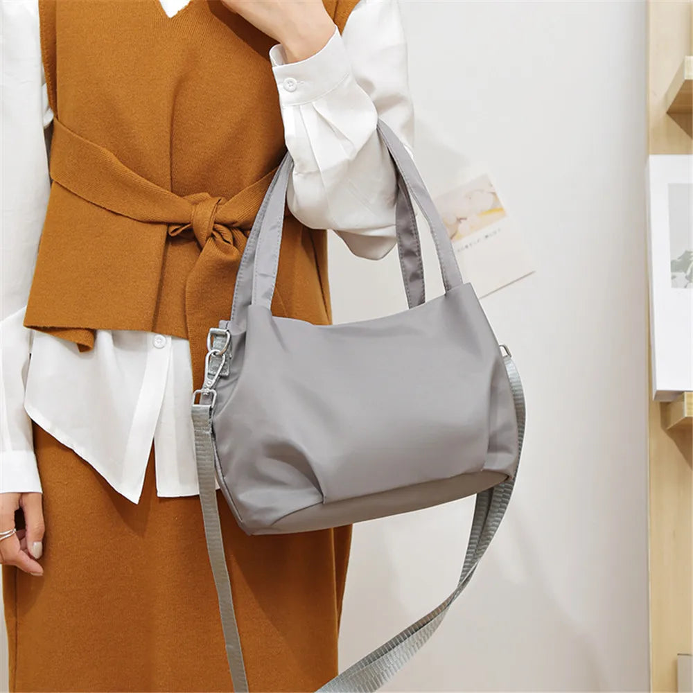 Nylon Bucket Fashion Solid Zipper Shoulder Bag