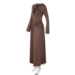 Front Cutout Long Sleeve Maxi Dress
