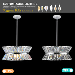  5-Lights Round Crystal Chandelier E12 Light Fixture.