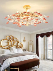 Modern American Luxury Ceramic Flower Crystal Ceiling Light Nordic  Living Room Dining Room Bedroom LED Ceiling Lamp Golden Atelier 4