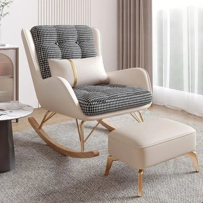 Light Luxury Home Rocking Chair Modern Simple Network Celebrity Lunch Chair Living Room Balcony Bedroom Lazy Sofa Chair Recliner - Golden Atelier