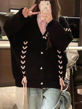 Loose Knitted Lace-up Long Sleeve V-Neck Cardigan