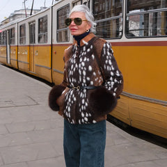 Faux Fur Spotted Print Jacket