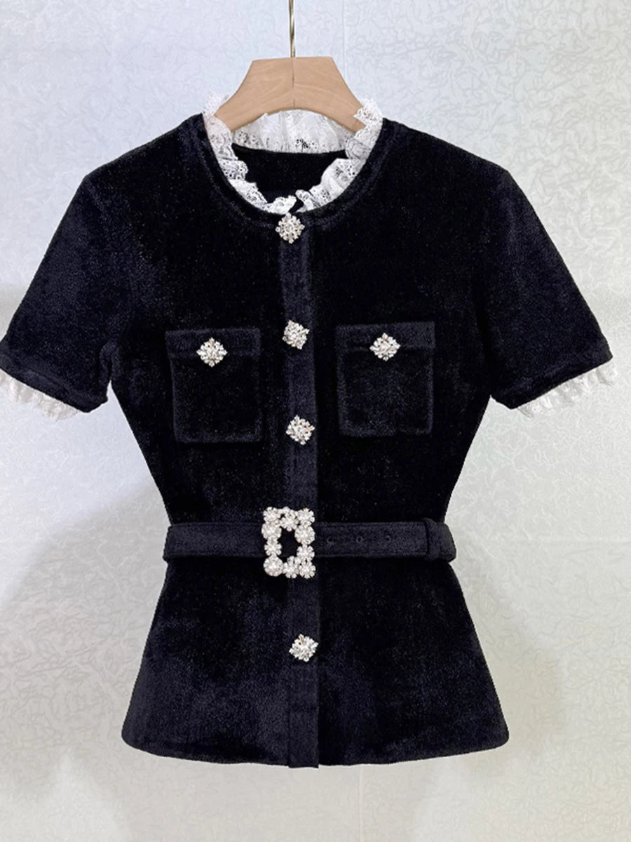 Black jacket with decorative buttons 