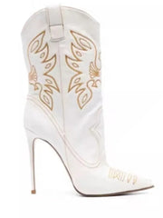 Embroidered Pointed Stiletto Cowboy Boots