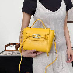 Structured Top Handle Short Gold Hardware Bag
