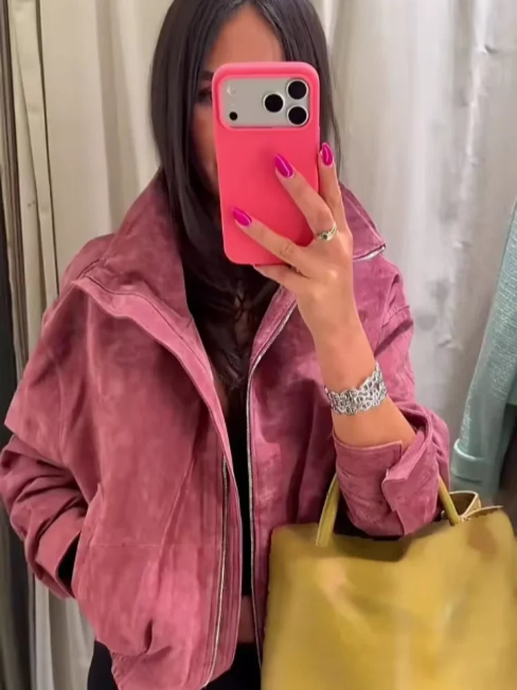 Stand Collar Cropped Jacket