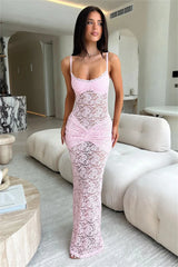 Lace Spaghetti Strap Knot Desgin Maxi Dress