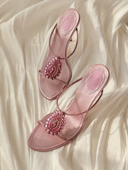 Crystal Embellished Thin Heel Sandals