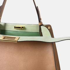 Top Handle Leather Trapezoid Bag