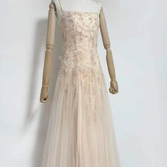 Floral Embroidered Tulle Strapless Maxi Dress