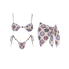 Geometric Patterned Two Piece Swimwear Set