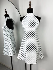 Polka Dot Halter Neck Mini Dress
