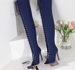 Over-the-knee T-tied Stiletto High Heels Boots