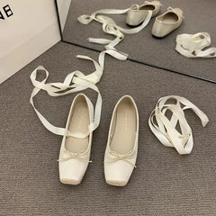 Floral Square Toe Flats
