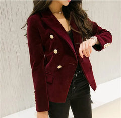 Velvet Double Breasted Women Blazer