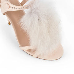 Faux Fur Buckle Strap High Heels